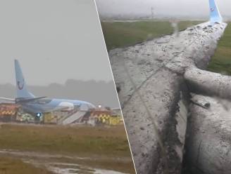 KIJK. Enge aankomst voor TUI-vlucht: vliegtuig slipt van landingsbaan door storm Babet