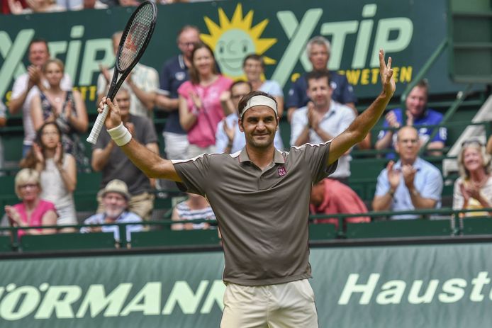 Roger Federer kan juichen na zijn partij tegen John Millman.