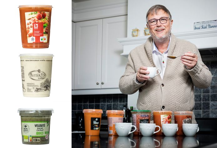 Groentekok Frank Fol proeft soepen uit de supermarkt. Welke supermarkt kan hem het meest overtuigen?