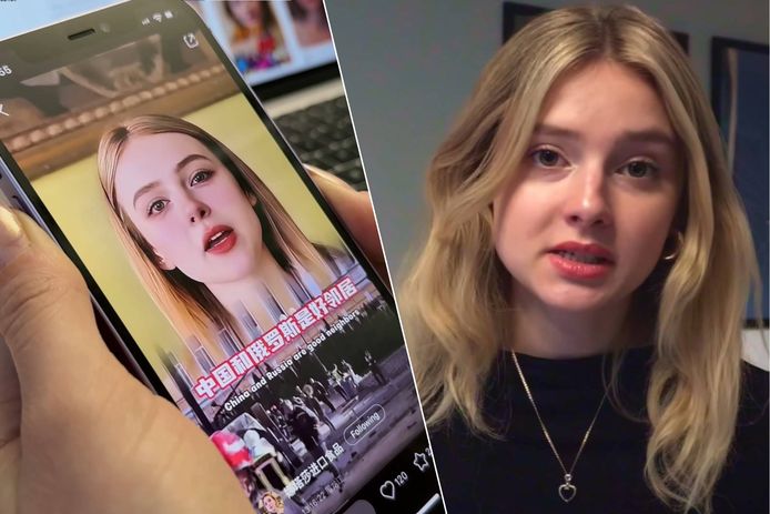 De Oekraïense youtuber Olga Loiek (20) ontdekte dat er 'deepfakes' van haar circuleren op Chinese sociale media. Die AI-klonen doen alsof ze Russische vrouwen zijn die fan zijn van de goede band met China en proberen zo Russische spullen te verkopen.