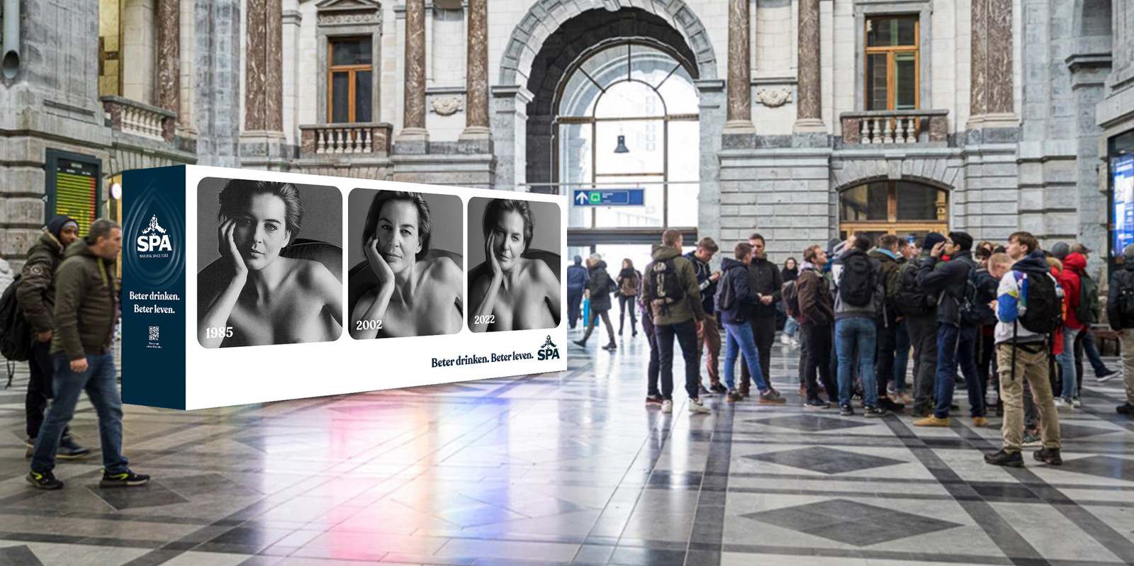 Image de la campagne de Spa avec le mannequin Linda Deplacie, aujourd'hui âgée de 61 ans