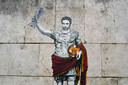 José Mourinho afgebeeld als keizer in hartje Rome.