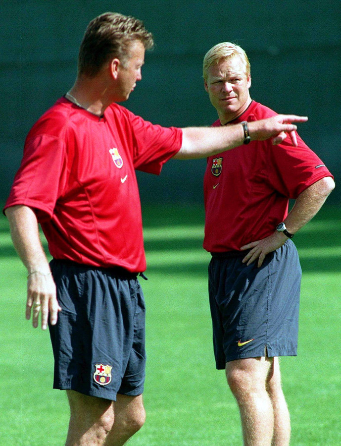 Louis van Gaal met Ronald Koeman als assistent bij Barcelona (1998)