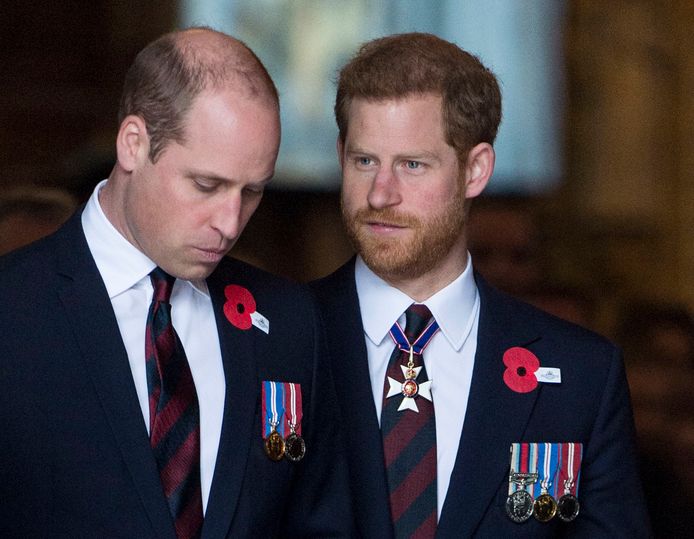 Prins William en prins Harry in 2018, toen er van de 'Megxit' nog geen sprake was.