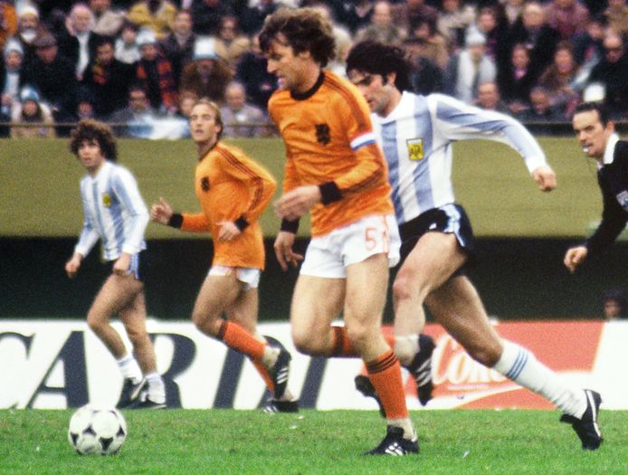 Ruud Krol in 1978 tijdens de verloren WK-finale met Oranje tegen Argentinië.