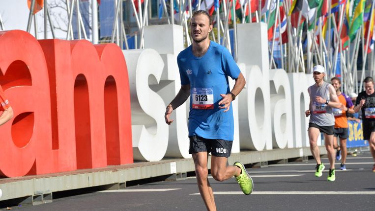 Job Pennekamp tijdens de marathon van Amsterdam in 2017. Beeld Job Pennekamp