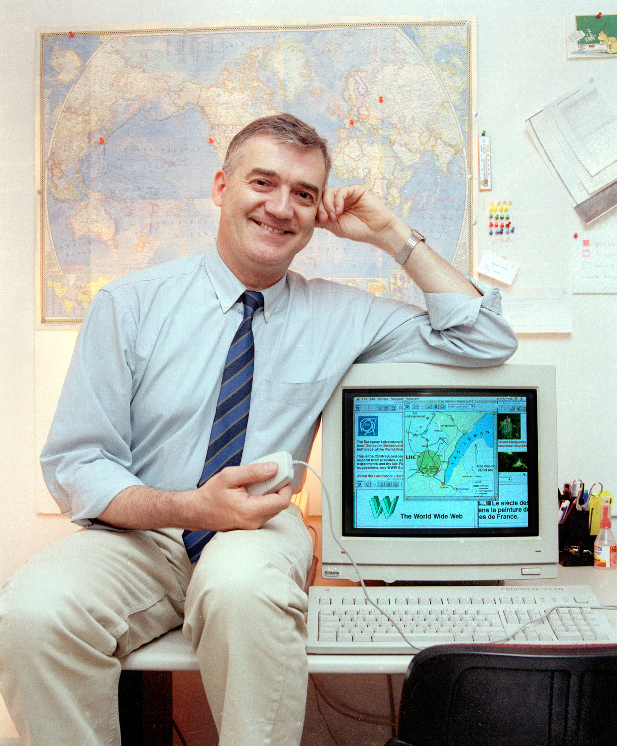  De Belg Robert Cailliau was Tim Berners-Lees eerste partner bij het World Wide Web-project bij CERN.

 Beeld 1995 CERN