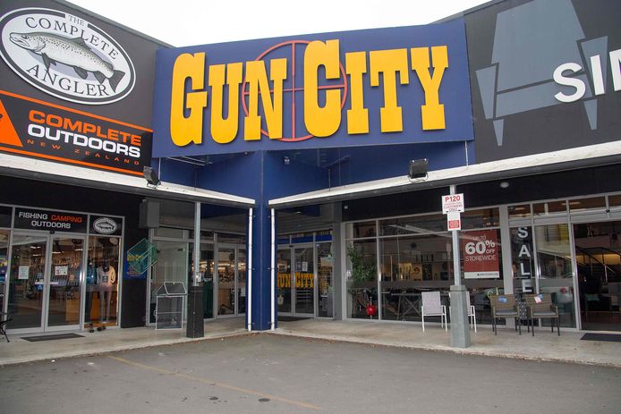 De Gun City-winkel in Christchurch.