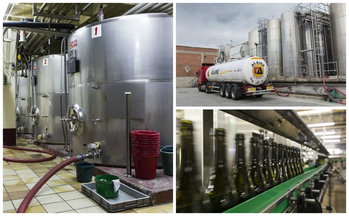 Elke dag leveren vrachtwagens 25.000 liter wijn af bij Delhaize in Molenbeek