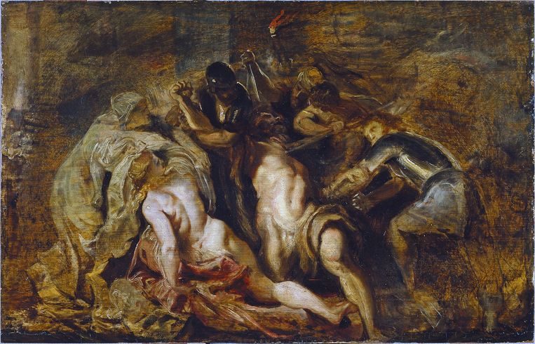Peter Paul Rubens: De blindmaking van Simson, ca. 1609-1610. Beeld Madrid Museo Thyssen-Bornemisza