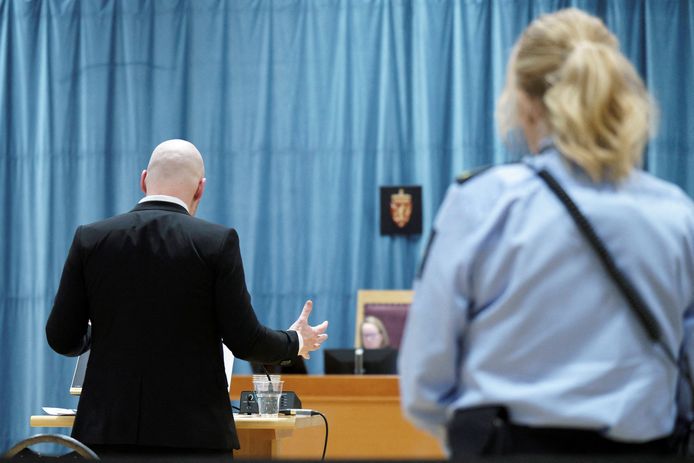 Breivik tijdens zijn statement dinsdag tijdens de tweede hoorzitting.