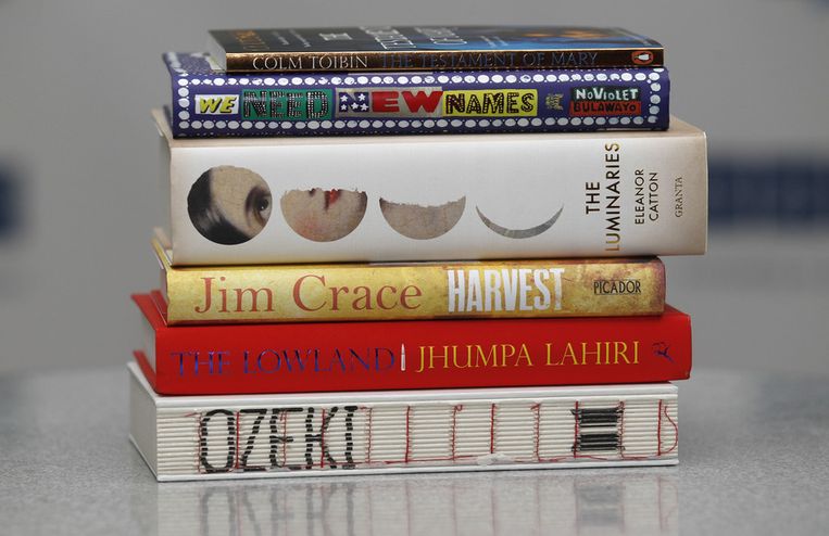 Boeken van genomineerden voor de Man Booker Prize. Beeld ap
