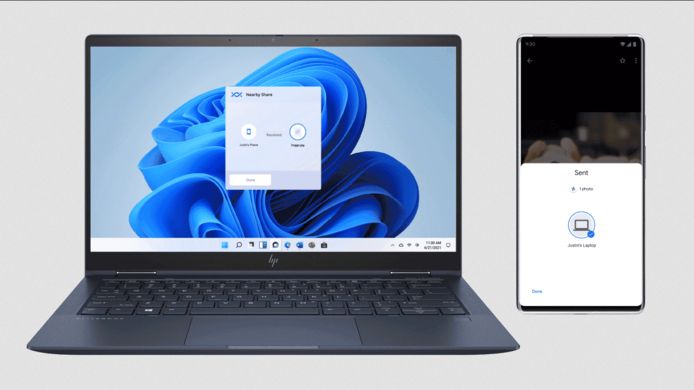 Gemakkelijker bestanden delen tussen Android en Windows dankzij Nearby Share.