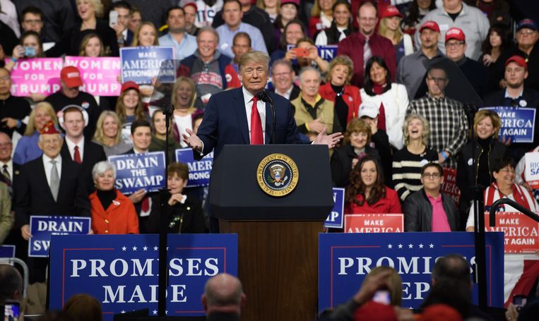 Amerikaans president Donald J. Trump, hier tijdens een toespraak in Pennsylvania. Beeld Getty Images