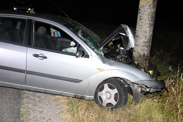 De automobilist crashte door onbekende oorzaak tegen een boom.
