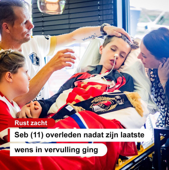Nog één keer naar FC Utrecht gaan, dat was de laatste wens van Seb, die aan een stofwisselingsziekte leed.