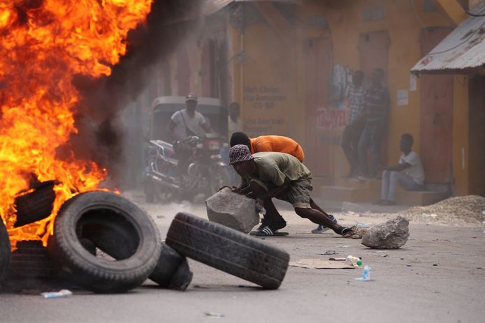 In de dagen voor de begrafenis waren er al gewelddadige protesten, zoals hier in Cap-Haïtien.