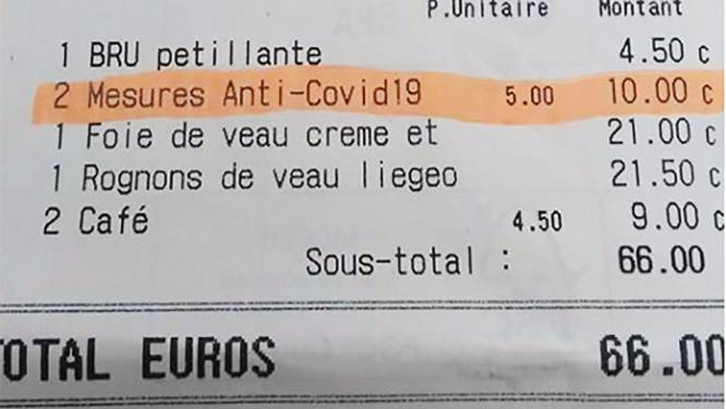 Restaurant in Brussel rekent coronatoeslag: 5 euro extra per persoon