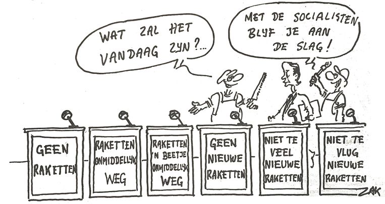Na deze ZAK-cartoon over de rakettenbocht van de SP, kwam de onvermijdelijke breuk met de socialistische beweging. Beeld ZAK