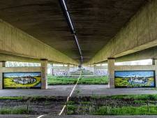 Niemand die kasteel Heumen ziet, maar nu staat het trots gespoten op de brug die er overheen gaat