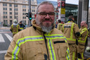 Brandweerman Frédéric stapte stapte vooraan mee in de betoging.