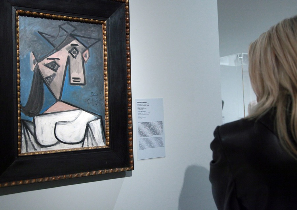 Het werk van Picasso, 'Cabeza de mujer' (hoofd van een vrouw), dat werd gestolen.  Beeld EPA