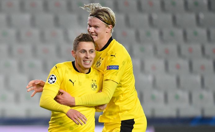 Thorgan Hazard en Erling Haaland: de doelpuntenmakers bij Dortmund vanavond.