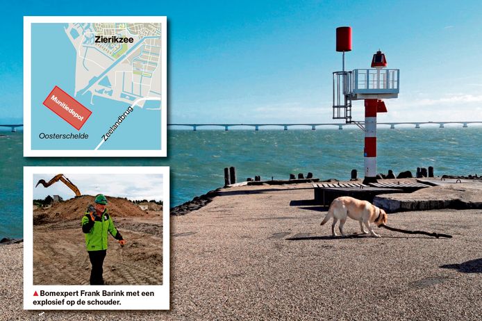 Zicht op de Zeelandbrug en de Oosterschelde, waar de munitiestort ligt.