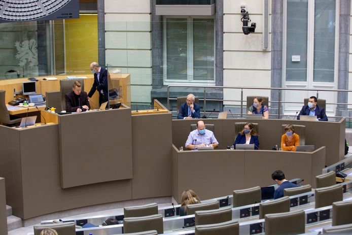 De onderzoekscommissie naar de PFOS-vervuiling in het Vlaams parlement.
