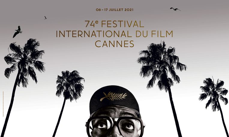 Filmfestival Cannes - Het officiële festivalaffiche met  Spike Lee tussen de palmen. Beeld Bob Peterson