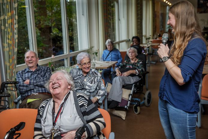 Deelnemers van een interactief college afgelopen november in een verpleeghuis in Amsterdam.