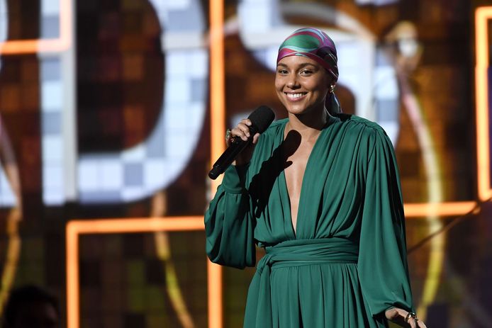 Alicia Keys (zonder make-up) op de Grammy Awards in 2019