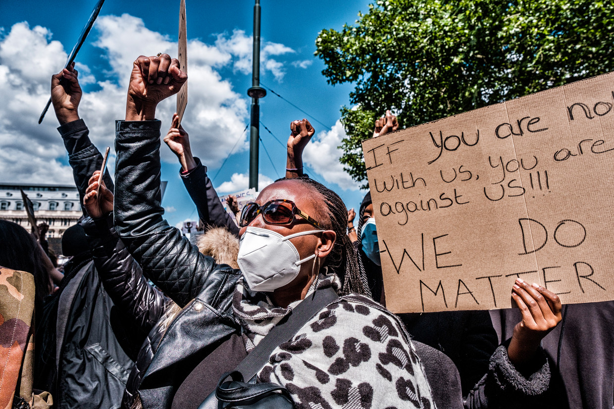 Black Lives Matter-betoging in Brussel, op 7 juni. Beeld Tim Dirven