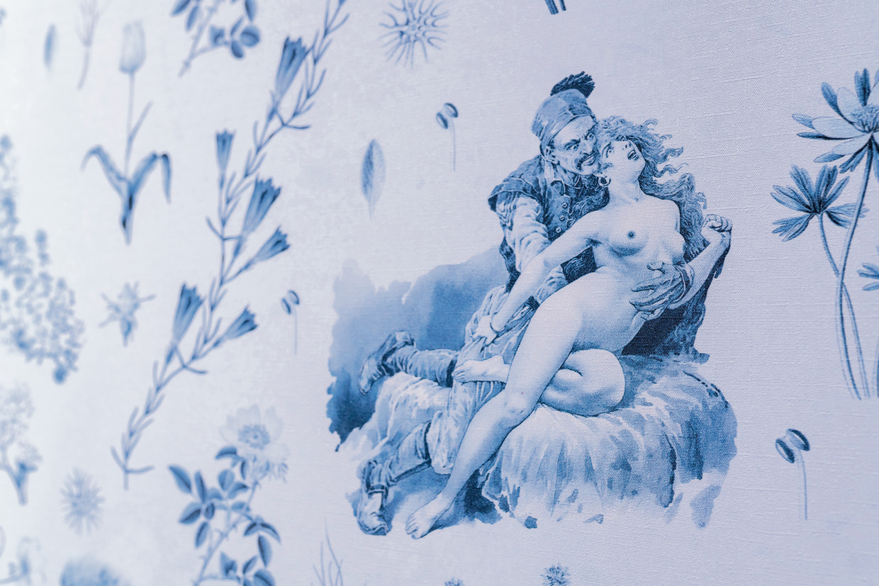 Detail uit 'Balkangreuel', te zien op de tentoonstelling. Beeld Lana Čmajčanin