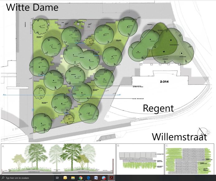 De inrichting van het Prins Clausplein in Eindhoven gaat er zo ongeveer uit zien.