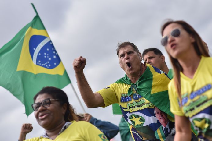 Aanhangers van president Bolsonaro in Brazilië.