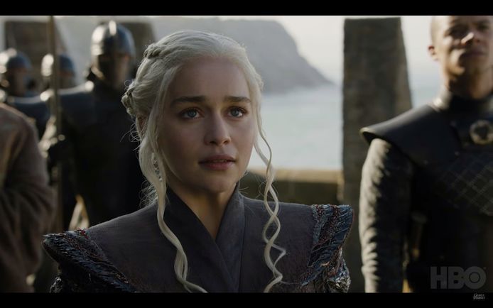 Emilia Clarke als Daenerys in Game of Thrones, seizoen 7.
