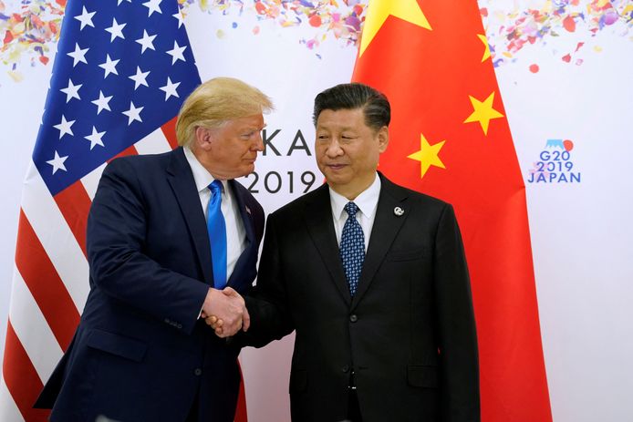 Donald Trump met de Chinese president Xi Jinping in 2019.