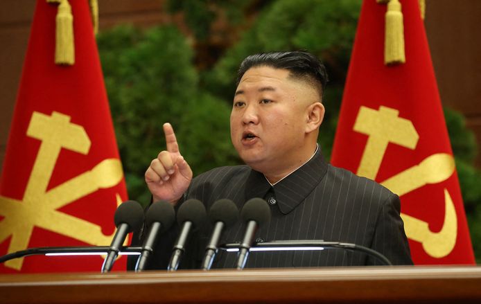 Kim Jong-un tijdens een vergadering van de regerende Arbeiderspartij.