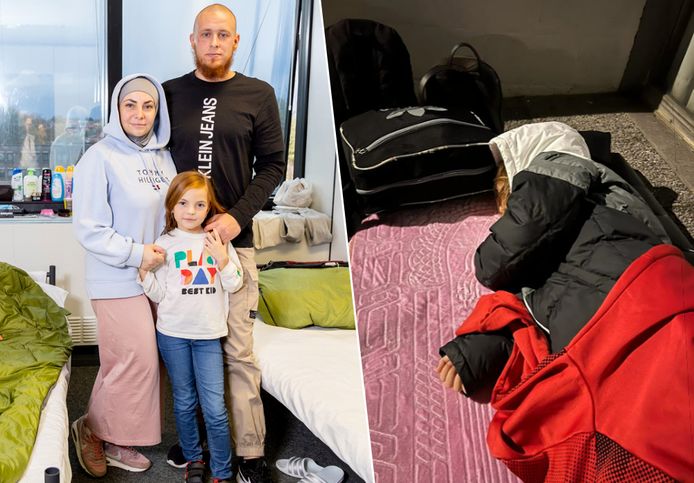 Lesia (34), haar dochtertje Diana (7) en Lesia’s nieuwe partner Abdul (33) sliepen twee weken op straat in Brussel.