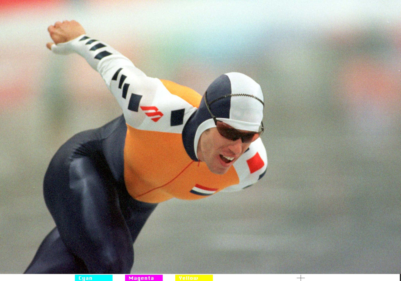 Gianni Romme in 1998 in Nagano stijlvol op weg naar een wereldrecord én olympisch goud op de 5000 meter.