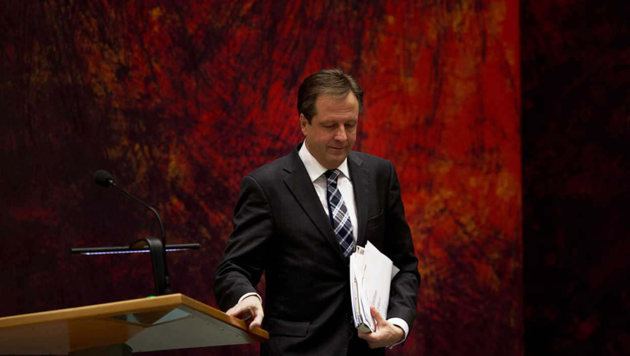 D66-leider Alexander Pechtold tijdens een debat in de Tweede Kamer Beeld ANP