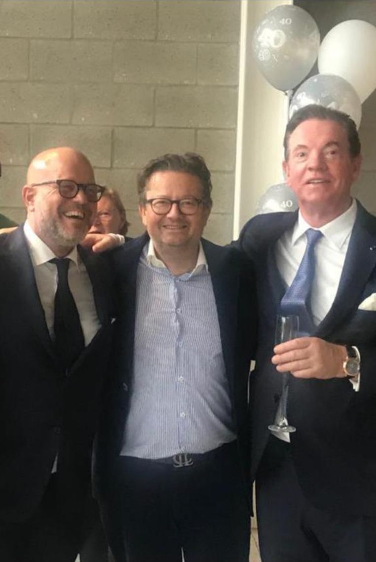 Club Brugge-voorzitter Bart Verhaeghe, Anderlecht-eigenaar Marc Coucke en Paul Gheysens. Beeld rv