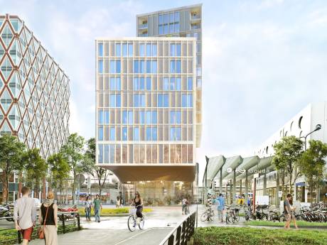 Nu nog een tegelvlakte, maar straks is dit dé plek waar duizenden hotelgasten per jaar slapen en starters wonen