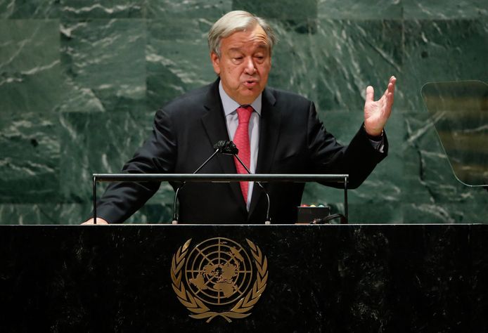 Le Secrétaire général des Nations Unies Antonio Guterres s'adresse à la 76e session de l'Assemblée générale des Nations Unies à New York.