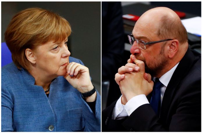 Angela Merkel en Martin Schulz