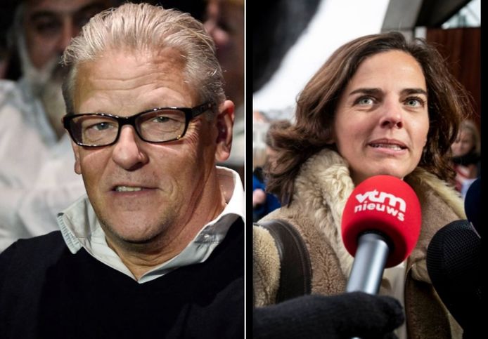 Jan Fabre (links) en advocate Eline Tritsmans (rechts) die de kunstenaar heeft verdedigd.