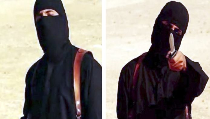 Een beeld uit een IS-video waarin Jihadi John te zien is