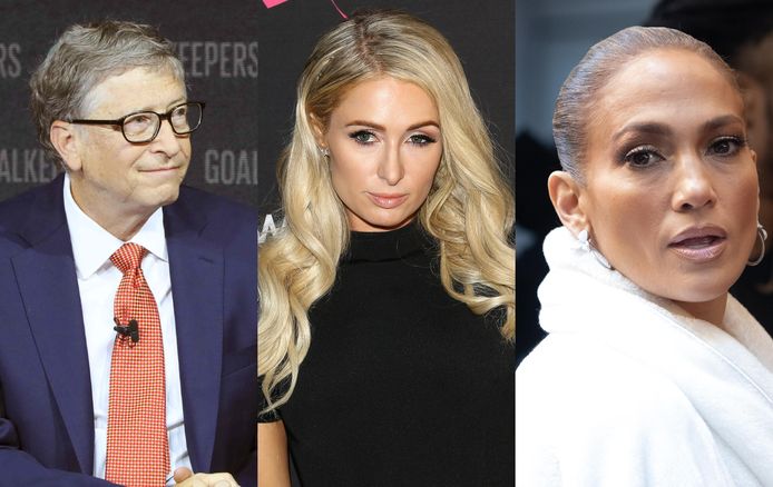 De top 3 bestaat uit Bill Gates, Paris Hilton en Jennifer Lopez.