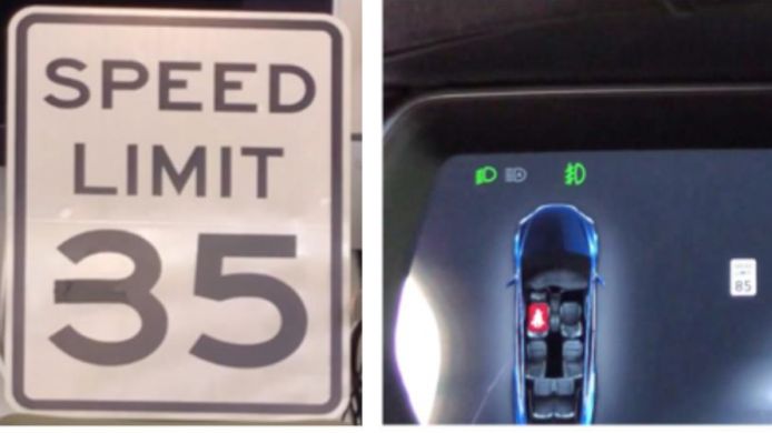 Een kleine wijziging aan het snelheidsbord met plakband verschalkt de camera's van twee geteste Tesla's.